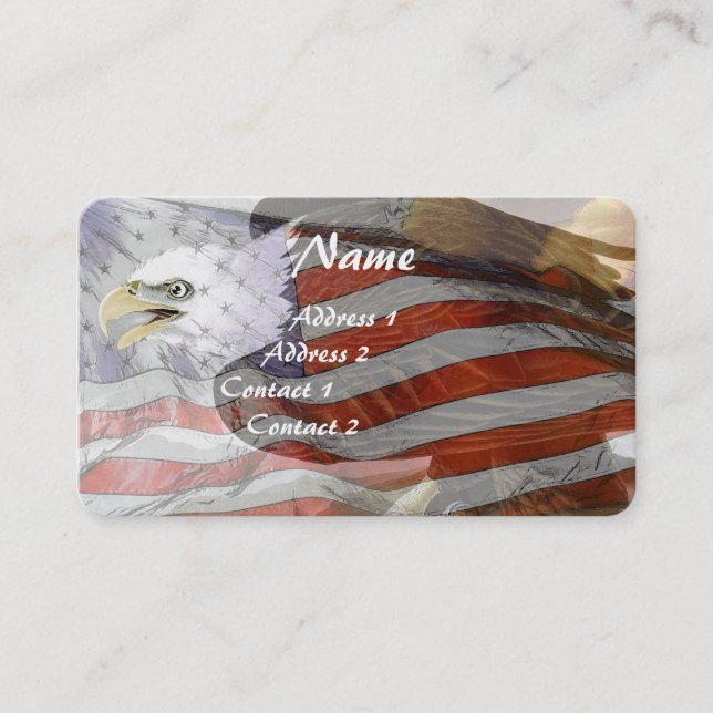 USA Flag Bald Eagle Bird Patriot Business Cards (Front)