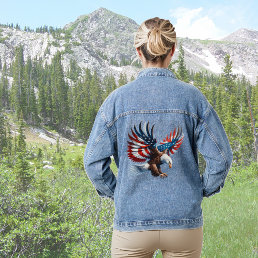 USA Flag Bald Eagle Denim Jacket