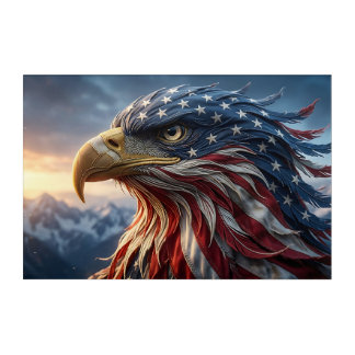 USA Flag Bald Eagle Design Acrylic Print