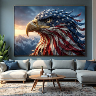 USA Flag Bald Eagle Design Canvas Print