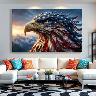 USA Flag Bald Eagle Design Poster