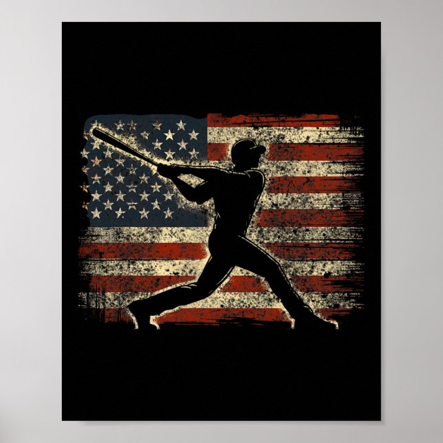 Usa Flag Baseball Player American Flag Baseball  Poster (Front)
