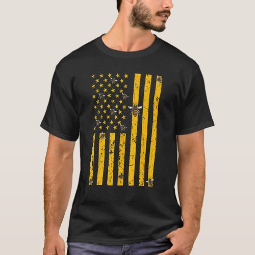 Usa Flag Bee   Insect Beekeeper Honey Beekeeping T_Shirt