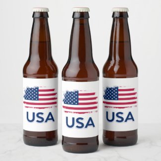 USA Flag   Beer Bottle Label