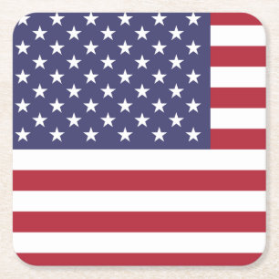 USA FLAG Beer mat, Square Paper Coaster