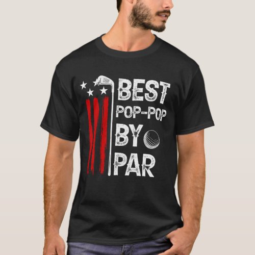 USA Flag Best Pop Pop By Par Golfer Fathers Day 4t T_Shirt
