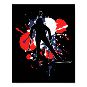 Usa Flag Biathlonist - American Biathlon  Poster