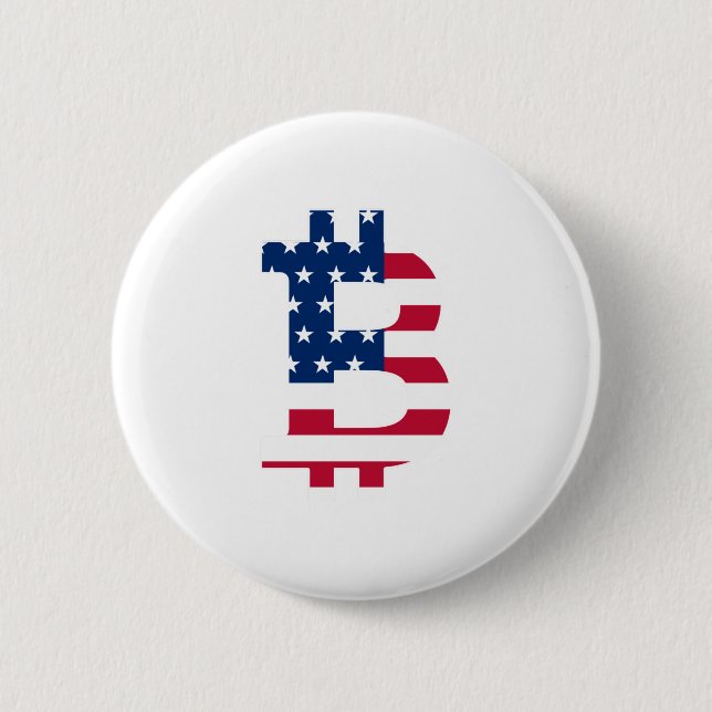 Usa Flag Bitcoin-Bitcoin-Cryptocurrency-Blockchain Button (Front)