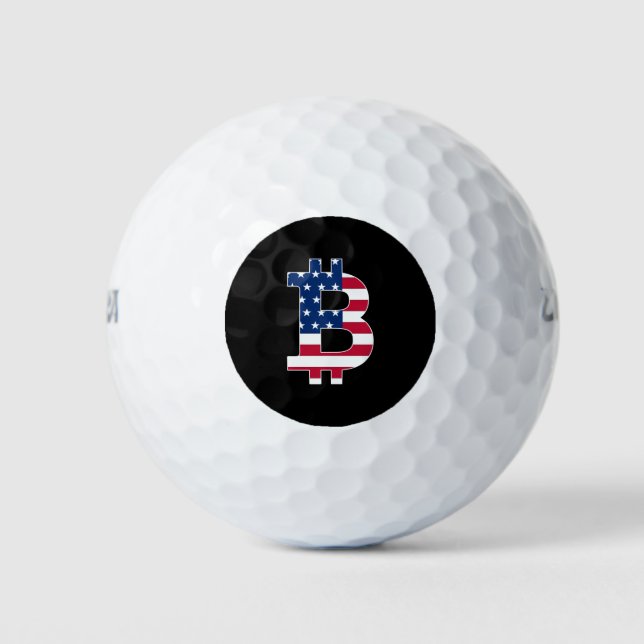 Usa Flag Bitcoin-Bitcoin-Cryptocurrency-Blockchain Golf Balls (Front)