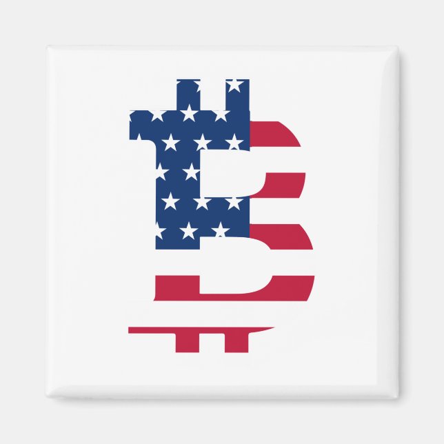 Usa Flag Bitcoin-Bitcoin-Cryptocurrency-Blockchain Magnet (Front)