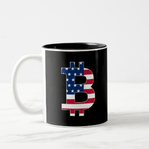 Usa Flag Bitcoin-Bitcoin-Cryptocurrency-Blockchain Two-Tone Coffee Mug