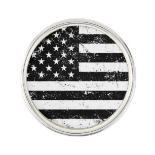 USA Flag, Black and White Lapel Pin