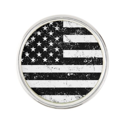 USA Flag Black and White Lapel Pin