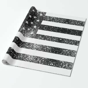 USA flag black and white sparkles glitters Wrapping Paper