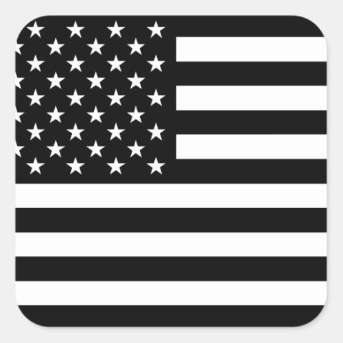 USA Flag _ Black and White Stencil Square Sticker