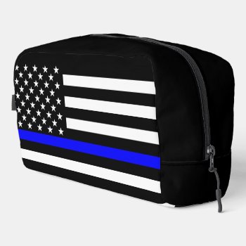 Usa Flag Black And White Thin Blue Line Decor Dopp Kit by AmericanStyle at Zazzle