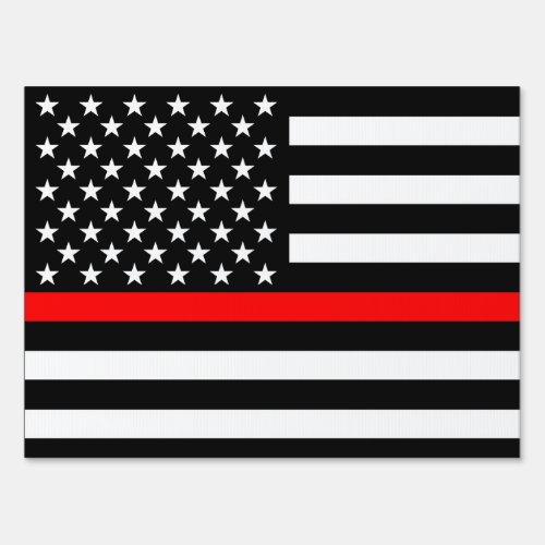 USA Flag Black and White Thin Red Line Decor Sign