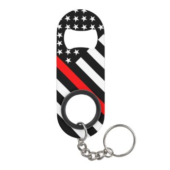 Usa Flag Black And White Thin Red Line On A Keychain Bottle Opener by AmericanStyle at Zazzle
