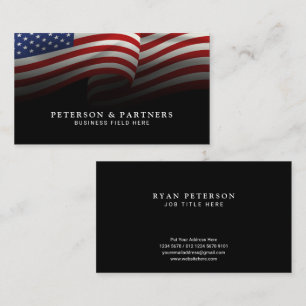 USA Flag   Black Business Card