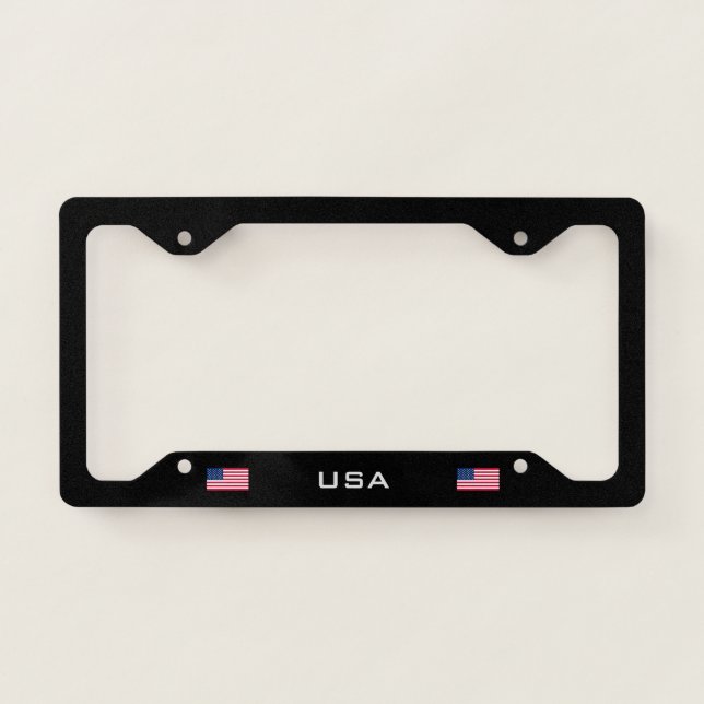 USA Flag black license plate frame (Front)