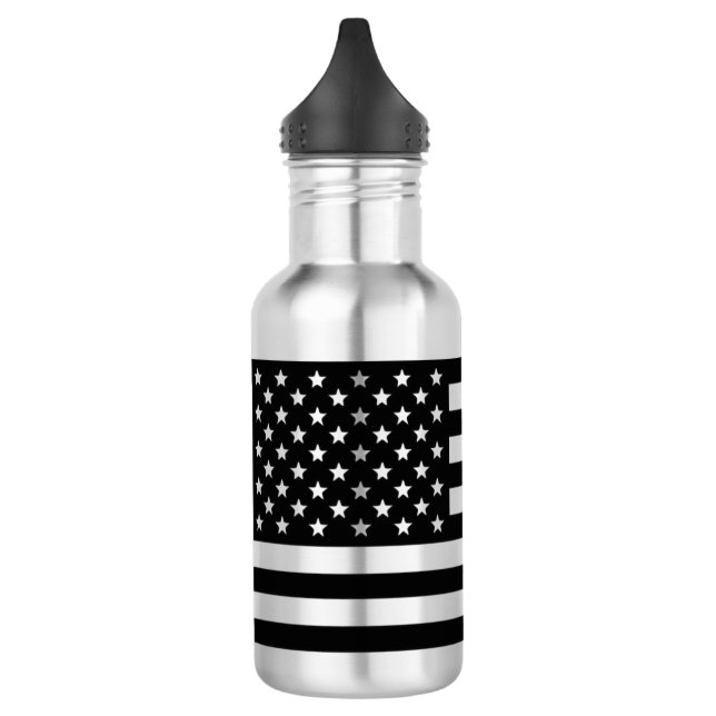 USA flag Black Stainless Steel Water Bottle (Left)