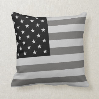 USA Flag Black & White Throw Pillow