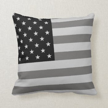 Usa Flag Black & White Throw Pillow by pixelholic at Zazzle