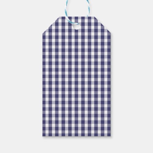 USA Flag Blue and White Gingham Checked Gift Tags