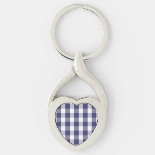 USA Flag Blue and White Gingham Checked Keychain