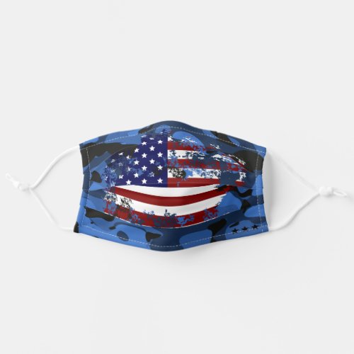 USA Flag Blue Camo Pattern Cool Mens Camouflage Adult Cloth Face Mask