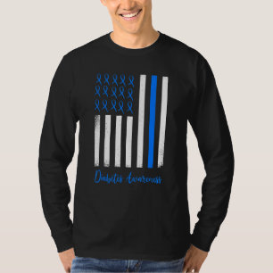 USA Flag Blue Diabetes Type 1 Awareness Warrior Di T-Shirt