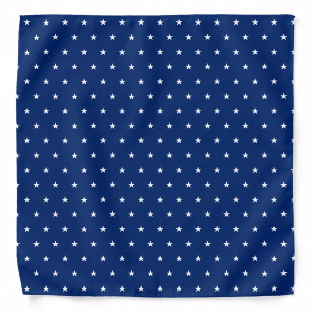 USA Flag Blue White Stars Retro Cool Pattern Bandana (Front)