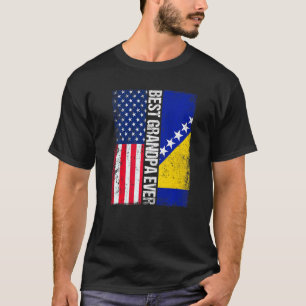 Usa Flag & Bosnia And Herzegovina Flag Best Grandp T-Shirt