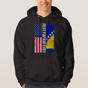 Usa Flag & Bosnia And Herzegovina Flag Best Papaw  Hoodie