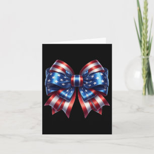 Usa Flag Bow Coquette Cute Women Girls Memorial Da Card