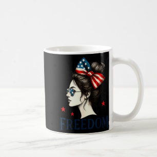 Usa Flag Bow Messy Bun Girls Dom American Flag Pat Coffee Mug
