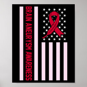 USA Flag Brain Aneurysm Awareness Month Supporter  Poster