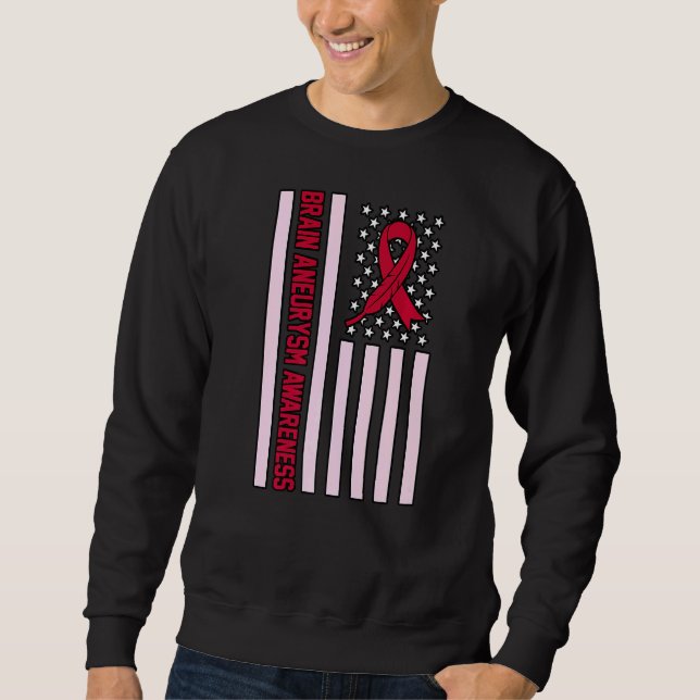 Usa Flag Brain Aneurysm Awareness Month Supporter  Sweatshirt (Front)
