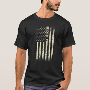 Usa Flag Bricklaying  Proud American Bricklayer T-Shirt