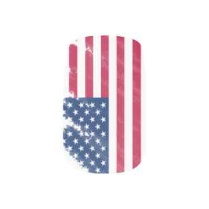 USA Flag Brush Effect Nail Art
