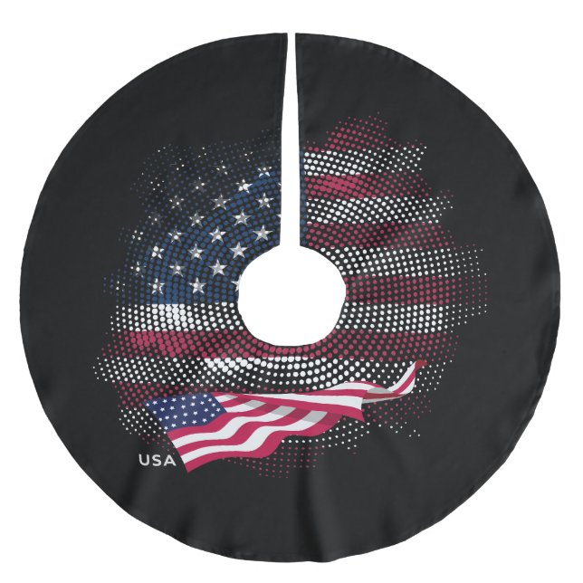 USA flag Brushed Polyester Tree Skirt (Front)