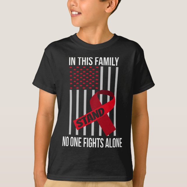 USA Flag Burgundy Ribbon Products Brain Aneurysm A T-Shirt (Front)