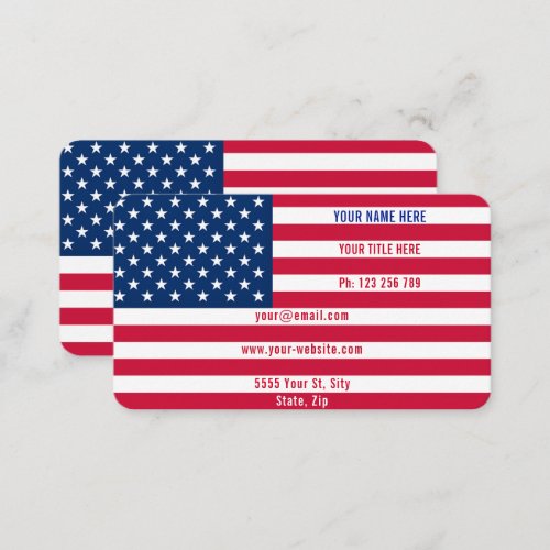 USA Flag Business Card Patriotic Personalized