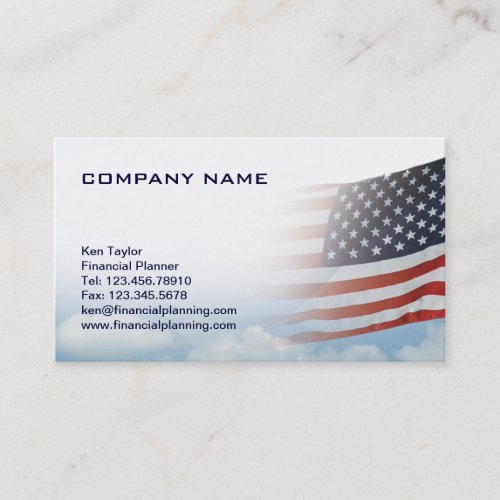 USA Flag Business Card Red White &amp; Blue w/ sky