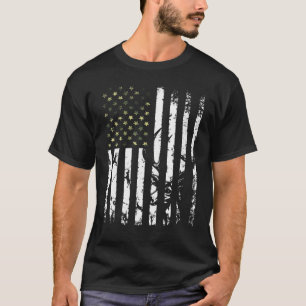 Usa Flag Camo Deer Elk Buck Camoflage Hunting Hunt T-Shirt