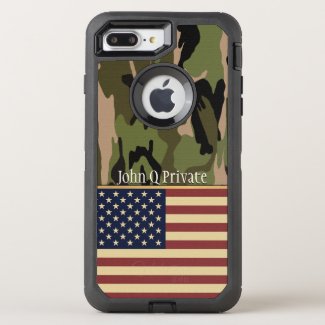 USA Flag Camo Name Template OtterBox Defender iPhone 7 Plus Case