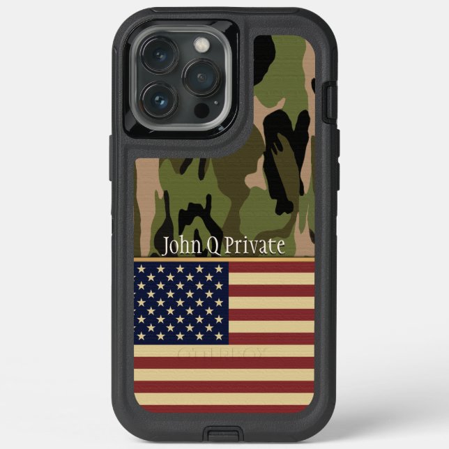USA Flag Camo Name Template Otterbox iPhone Case (Back)