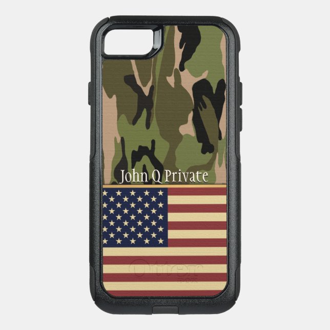 USA Flag Camo Name Template Otterbox iPhone Case (Back)