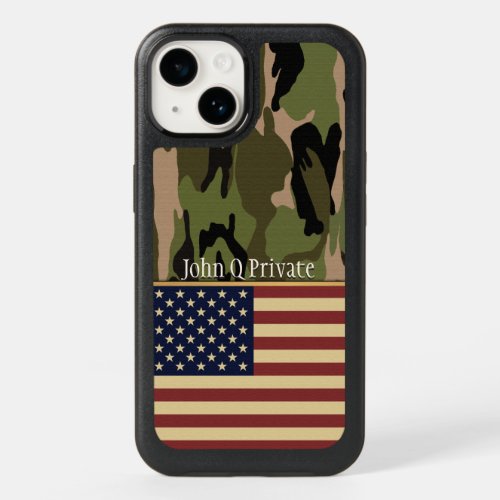 USA Flag Camo Name Template OtterBox iPhone 14 Case