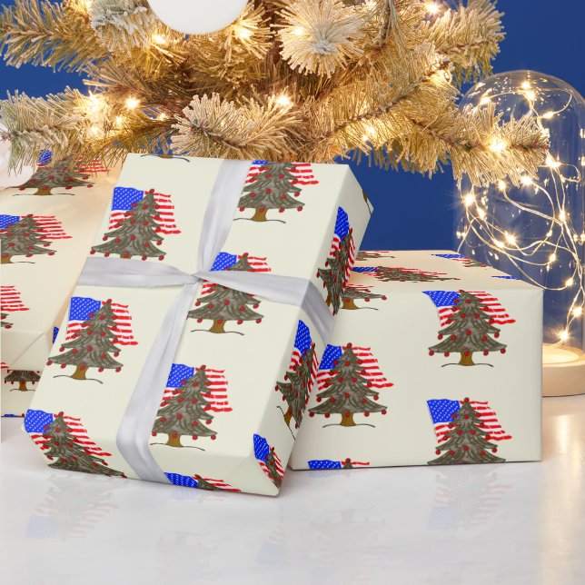 USA Flag Camouflage Christmas Wrapping Paper (Holidays)